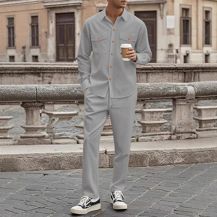 Herren gestreiftes Freizeit-Anzugset mit modischen Details Aliams