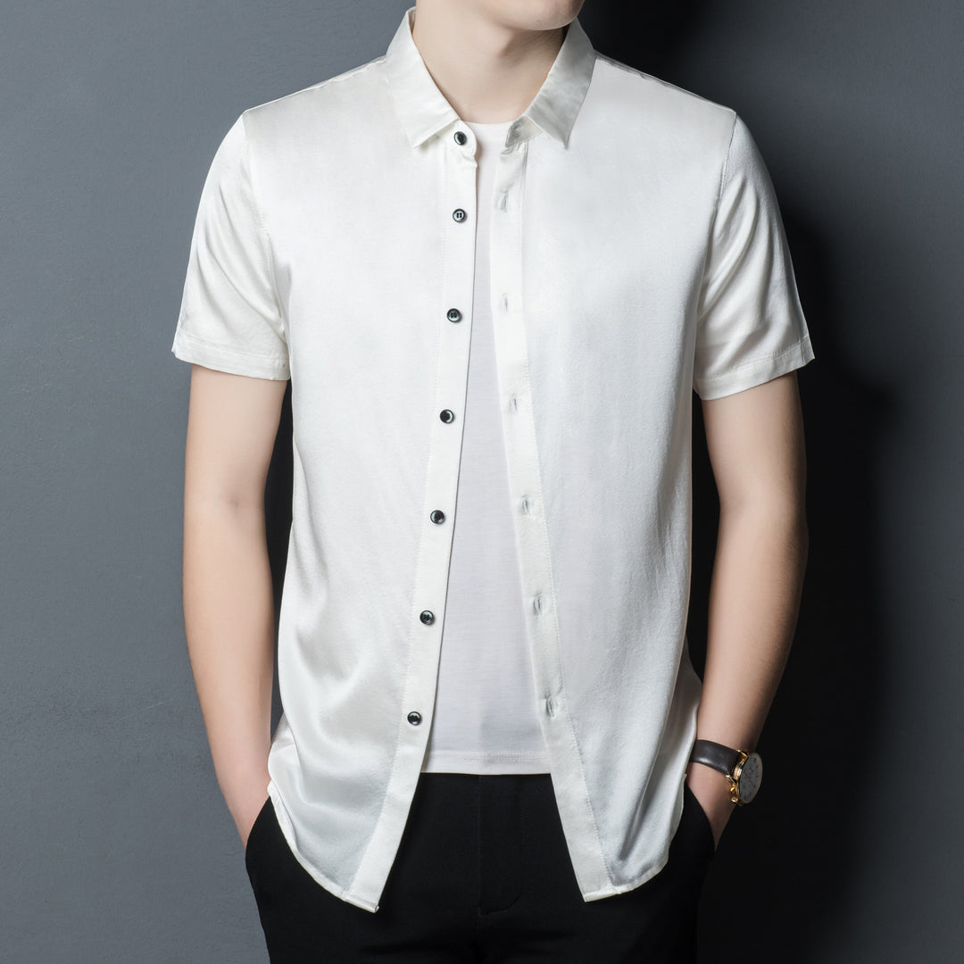 Herren Kurzarmhemd aus hochwertiger, atmungsaktiver Baumwolle Aliams