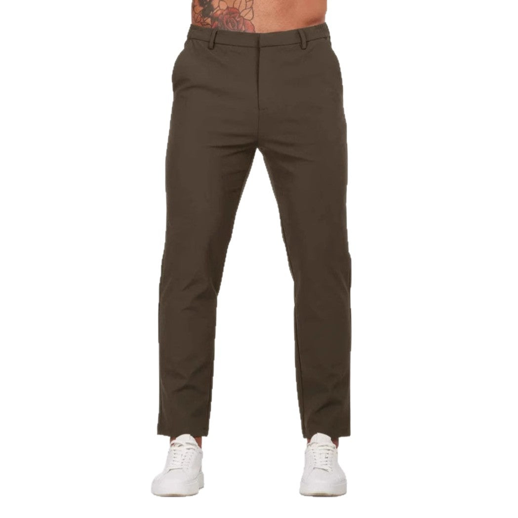 Herren Slim Fit Chinohose mit elastischem Bund und seitlichen Taschen Aliams