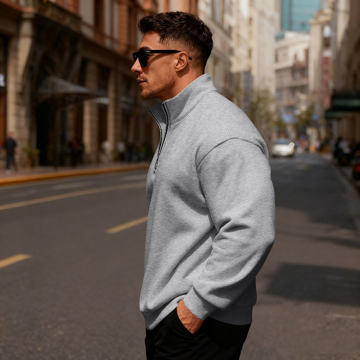 Herren Sweatpullover mit hohem Kragen und Reißverschluss Aliams