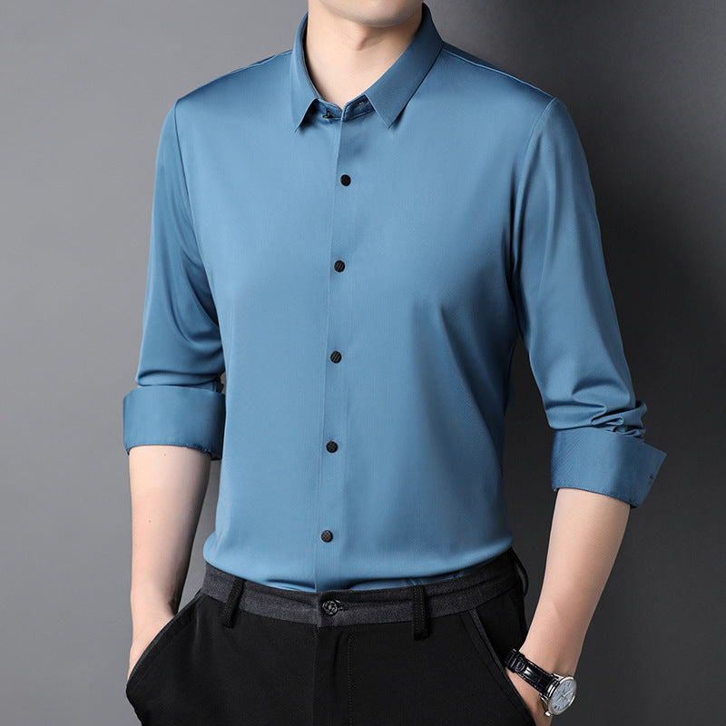 Herren elegantes Langarmhemd aus atmungsaktivem Material Aliams