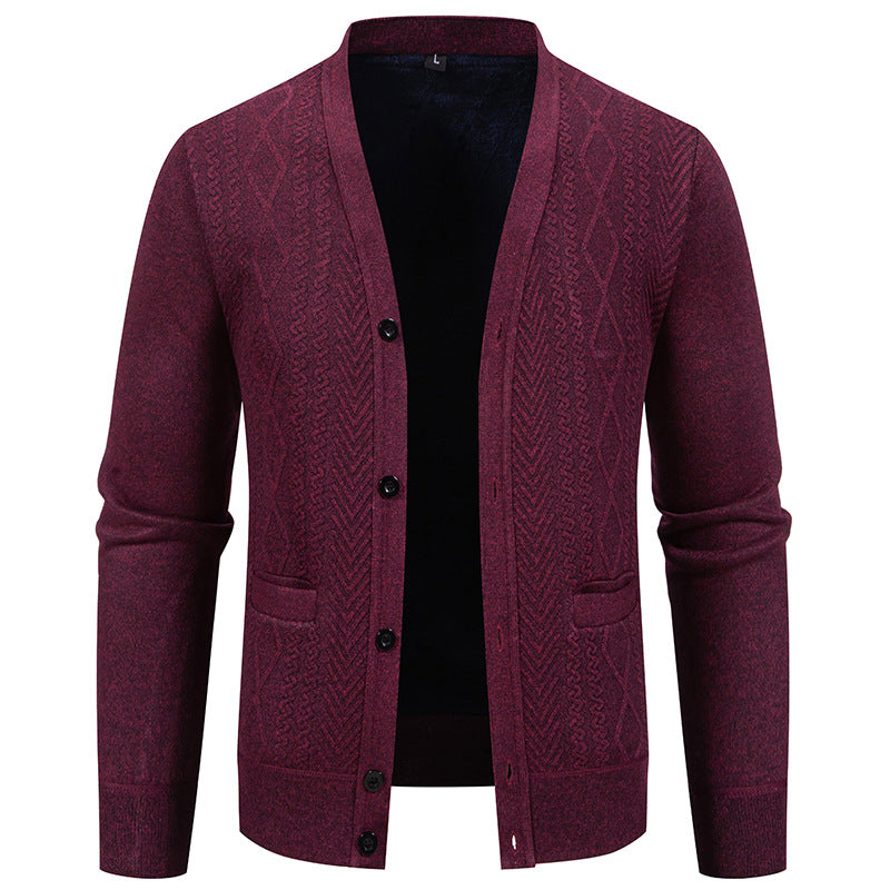Herren klassische Strickjacke mit strukturiertem Design und praktischen Taschen Aliams
