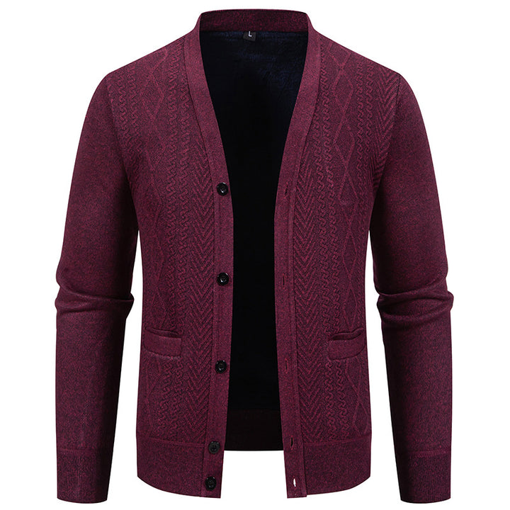 Herren klassische Strickjacke mit strukturiertem Design und praktischen Taschen Aliams