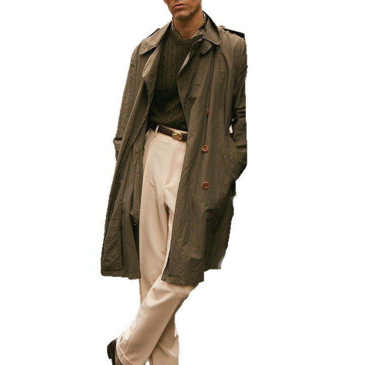 Herren Lange Trenchcoat im klassischen Stil mit praktischen Taschen Aliams