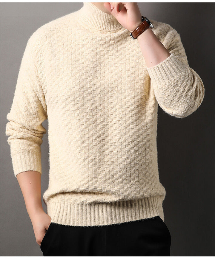 Herren Strickpullover mit hohem Kragen und strukturiertem Design Aliams