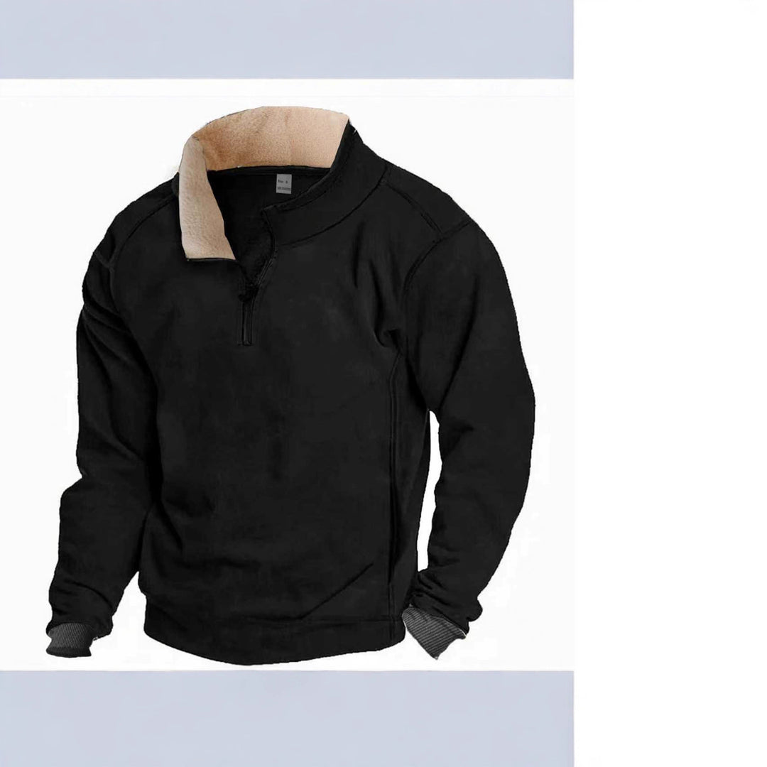 Herren Fleece-Pullover mit Stehkragen und Reißverschluss Aliams