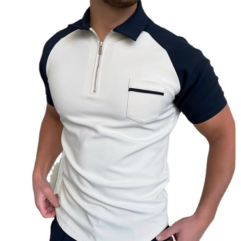 Herren Kurzarm Poloshirt mit funktionalem Reißverschluss und Brusttasche Aliams