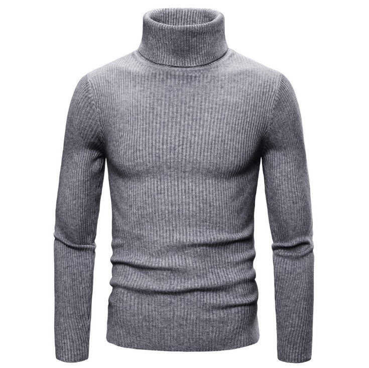 Herren Ripp-Strickpullover mit hohem Kragen und körpernahem Schnitt Aliams