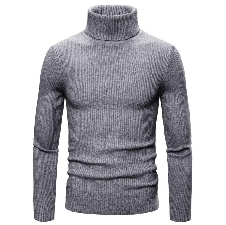 Herren Ripp-Strickpullover mit hohem Kragen und körpernahem Schnitt Aliams