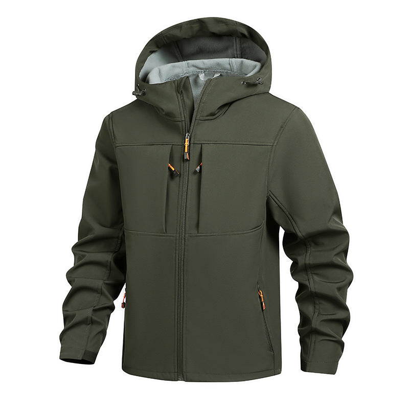 Herren funktionale Outdoor-Jacke mit vielseitigen Taschen und verstellbarem Kapuzensystem Aliams
