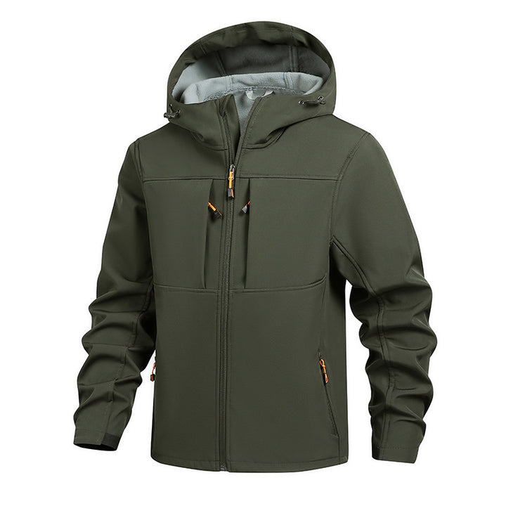 Herren funktionale Outdoor-Jacke mit vielseitigen Taschen und verstellbarem Kapuzensystem Aliams