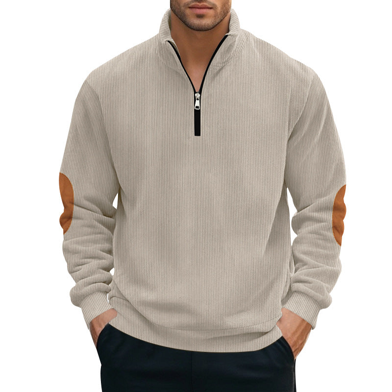Herren Pullover mit halbem Reißverschluss und strukturiertem Design Aliams