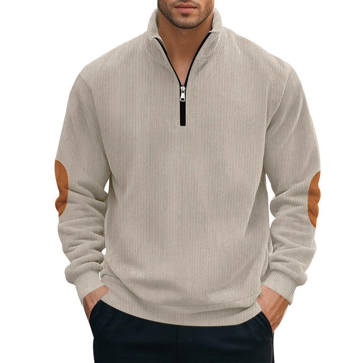 Herren Pullover mit halbem Reißverschluss und strukturiertem Design Aliams