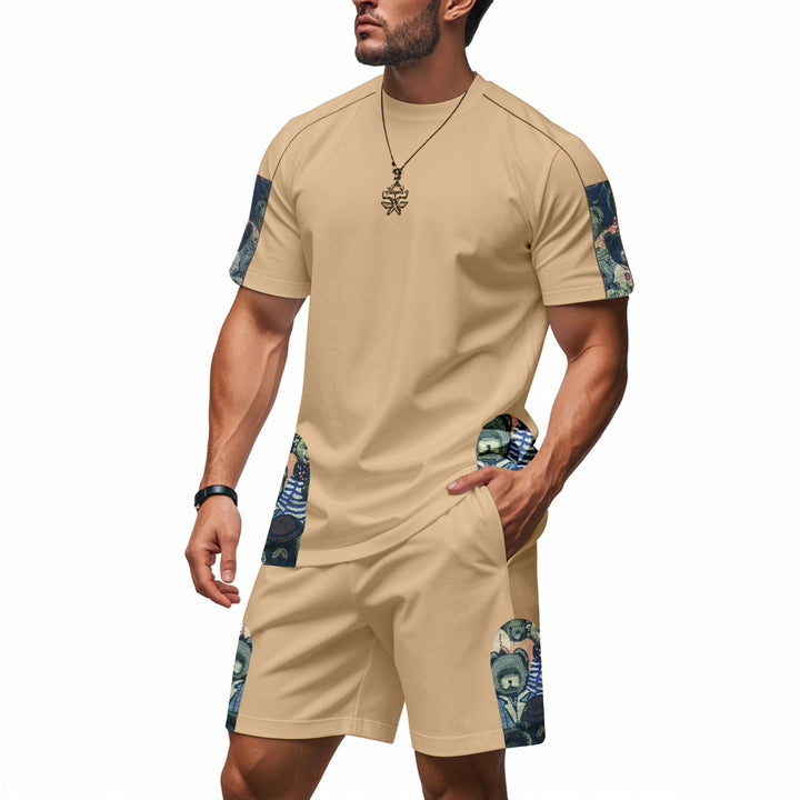 Herren Freizeit-Set mit bedrucktem Shirt und Shorts Aliams