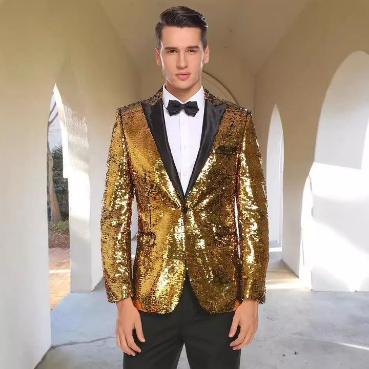 Herren Glitzernder Smokingblazer mit modernem Pailletten-Design Aliams