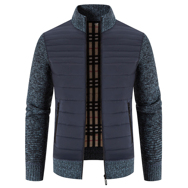 Herren Steppjacke mit modernem Strickärmeln und hohem Kragen Aliams