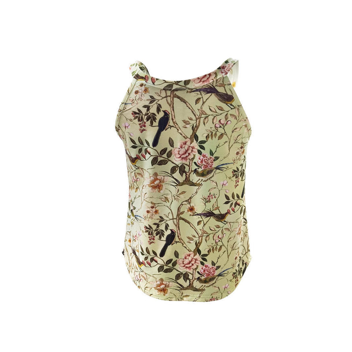 Damen Ärmelloses Blumenshirt mit Hohem Kragen Aliams