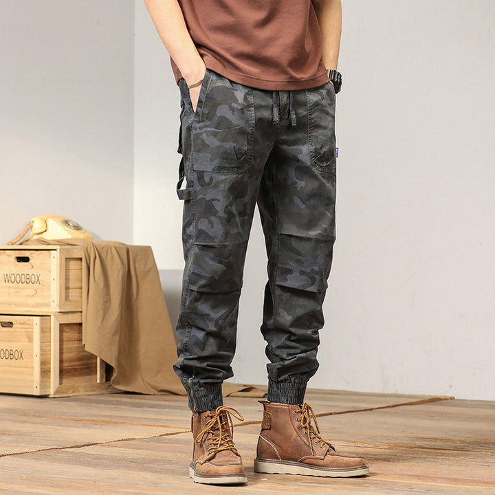 Herren Cargohose im lässigen Camouflage-Design mit elastischem Bund und mehreren Taschen Aliams
