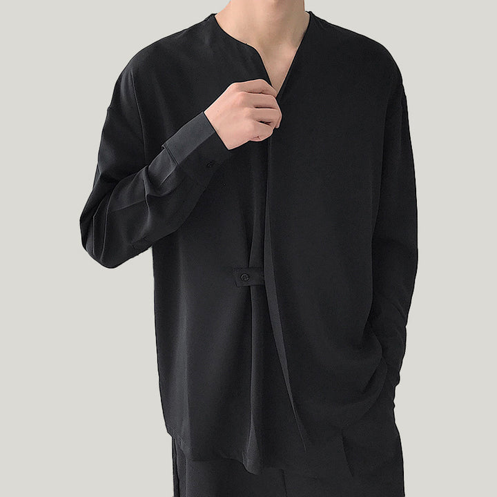 Herren elegante asymmetrische Bluse Aliams