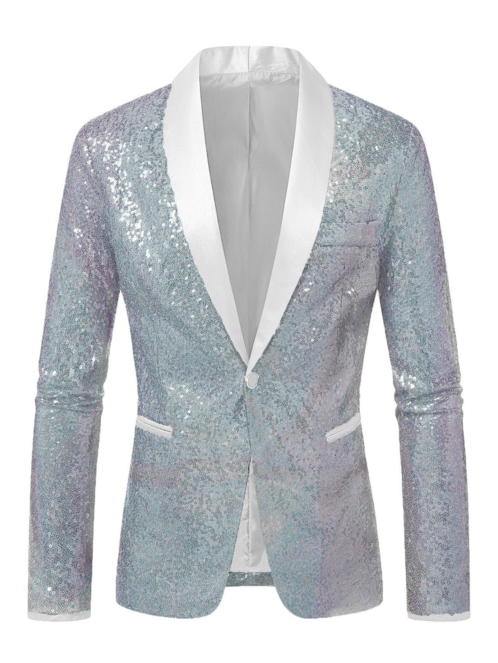 Herren Funkelnder Paillettenblazer mit modernem Schnitt Aliams