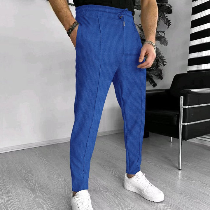 Herren stylische Hochbund-Hose mit elastischem Kordelzug und strukturiertem Design Aliams