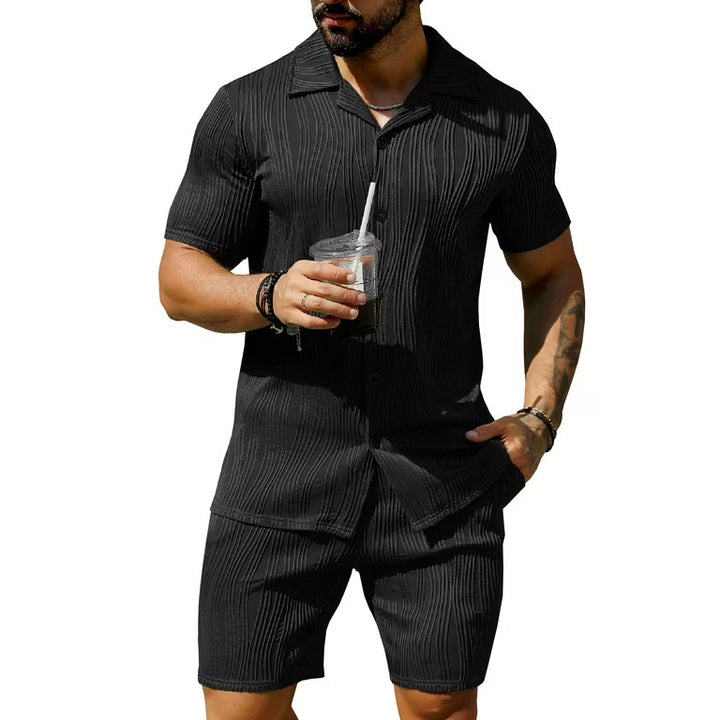 Stylisches strukturiertes Kurzarm-Sommer-Set für Herren Aliams
