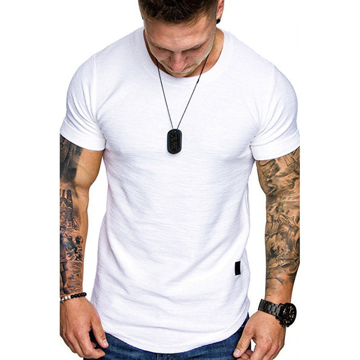 Herren hochwertiges T-Shirt mit strukturiertem Gewebe und figurbetonendem Schnitt Aliams