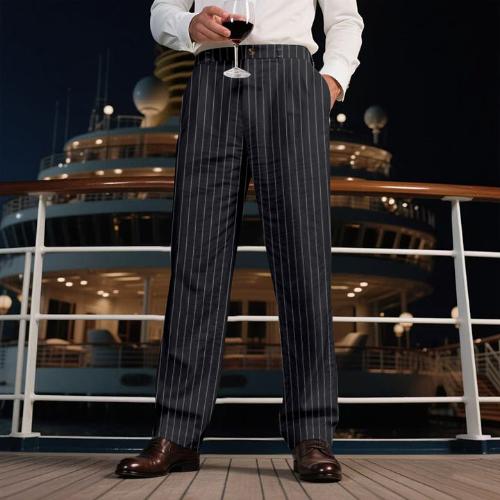 Herren elegante Streifen-Hose Aliams