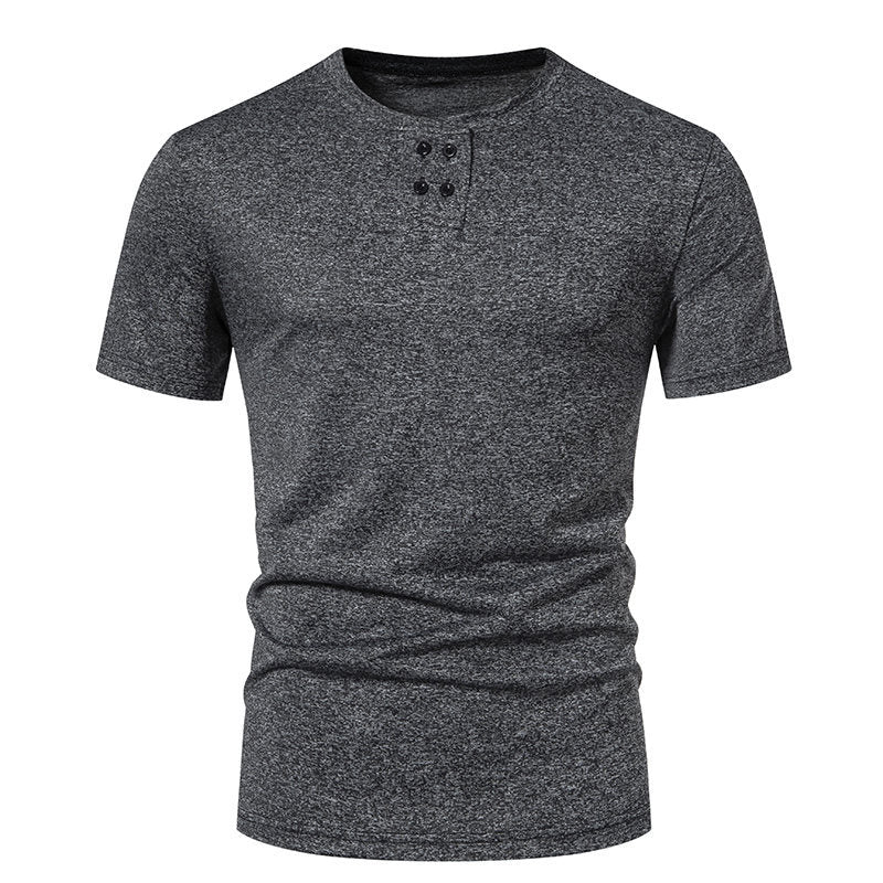 Herren Kurzarm-Henley-T-Shirt mit modischem Knopfdesign und atmungsaktiver Baumwollqualität Aliams
