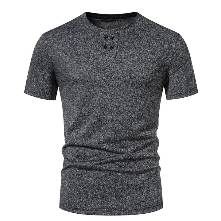 Herren Kurzarm-Henley-T-Shirt mit modischem Knopfdesign und atmungsaktiver Baumwollqualität Aliams