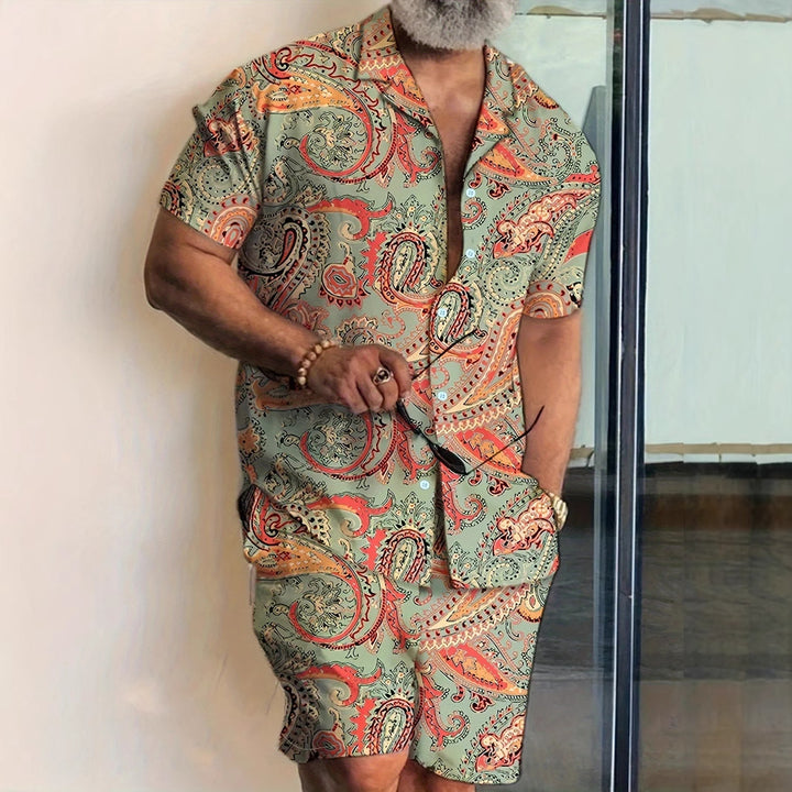 Herren Kurzarm-Hemd und Shorts Set Aliams