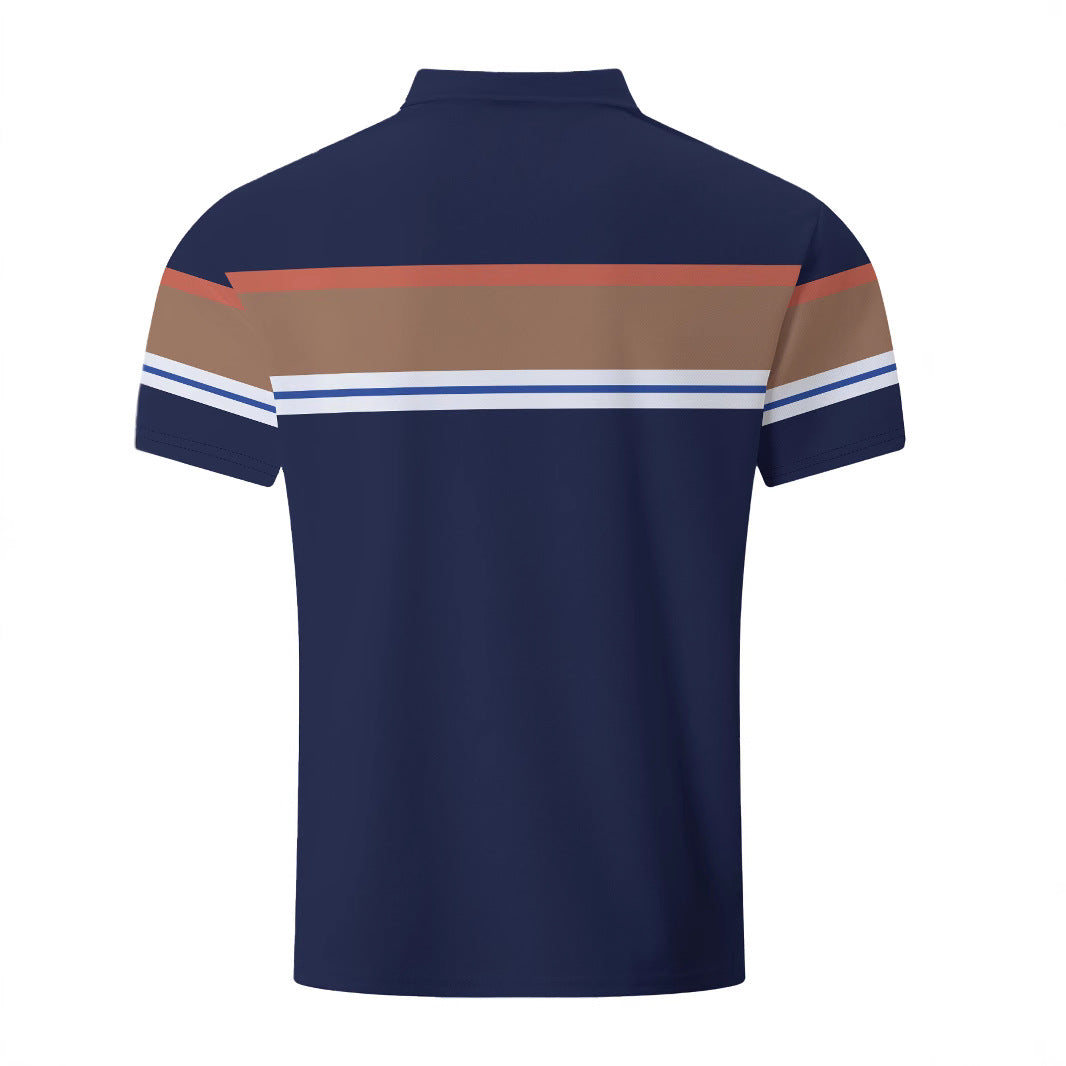 Herren Kurzarm Poloshirt mit modernen Blockstreifen Aliams