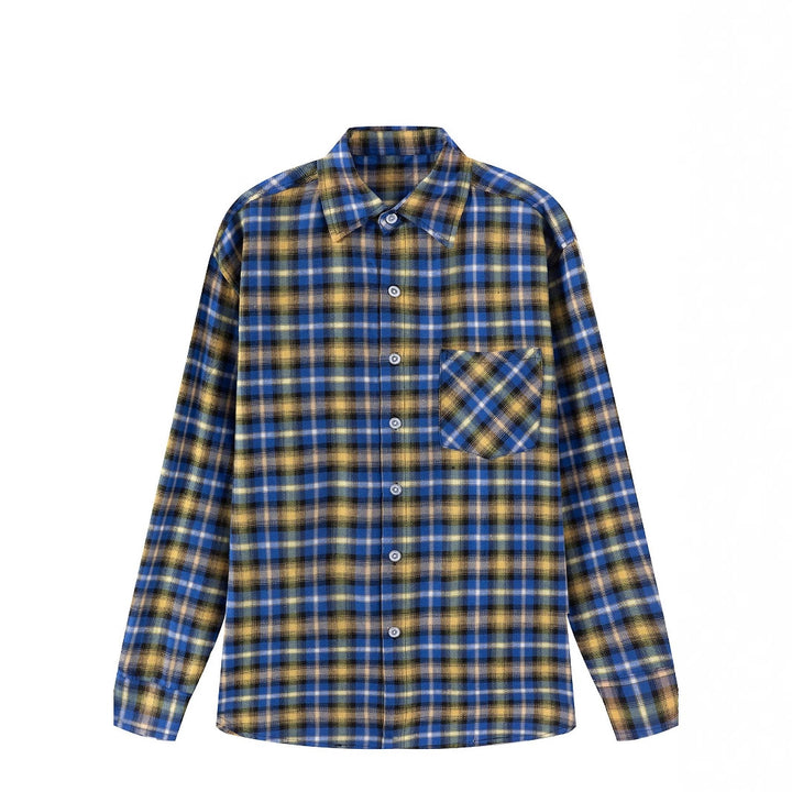 Herren kariertes Langarmhemd mit modischem Vichy-Muster Aliams