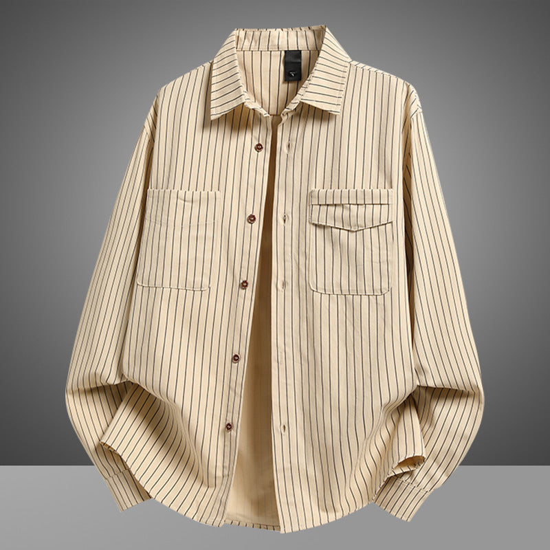 Herren Klassisches Streifenhemd mit praktischen Taschen Aliams