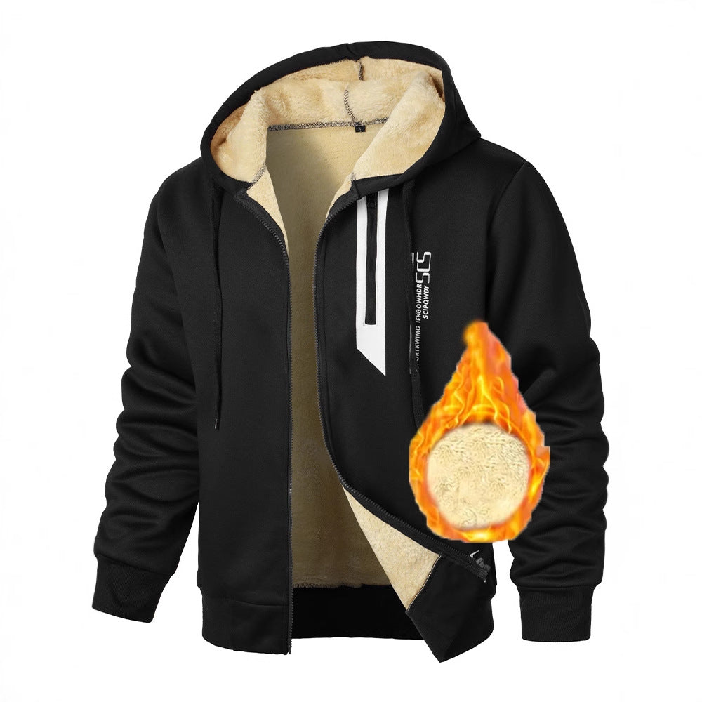 Herren Fleece-Kapuzenjacke mit wärmendem Innenfutter und praktischen Reißverschlusstaschen Aliams