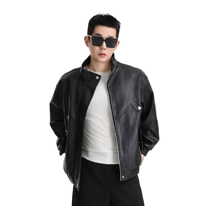 Herren Kunstlederjacke im lässigen Look mit praktischen Pattentaschen Aliams