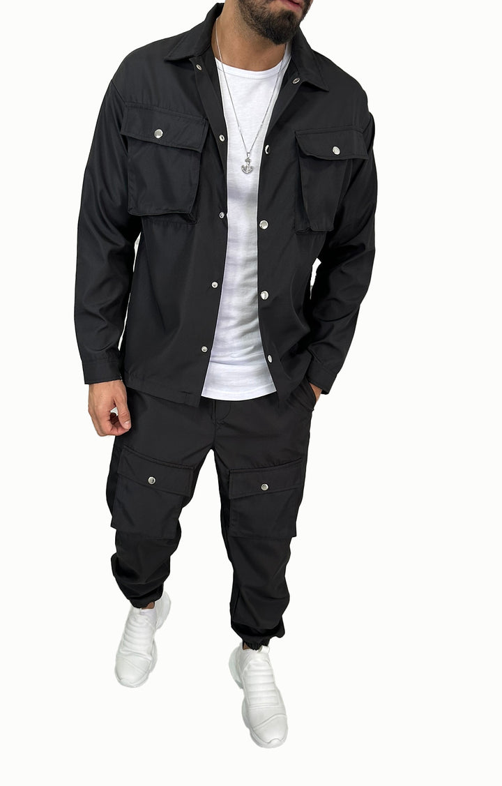 Herren Cargo-Hemd- und Hose-Set mit praktischen Taschen und modischem Schnitt Aliams