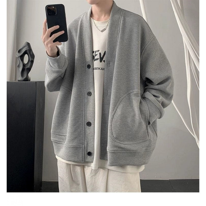 Damen lässige Strickjacke mit tiefem V-Ausschnitt und praktischen Taschen Aliams