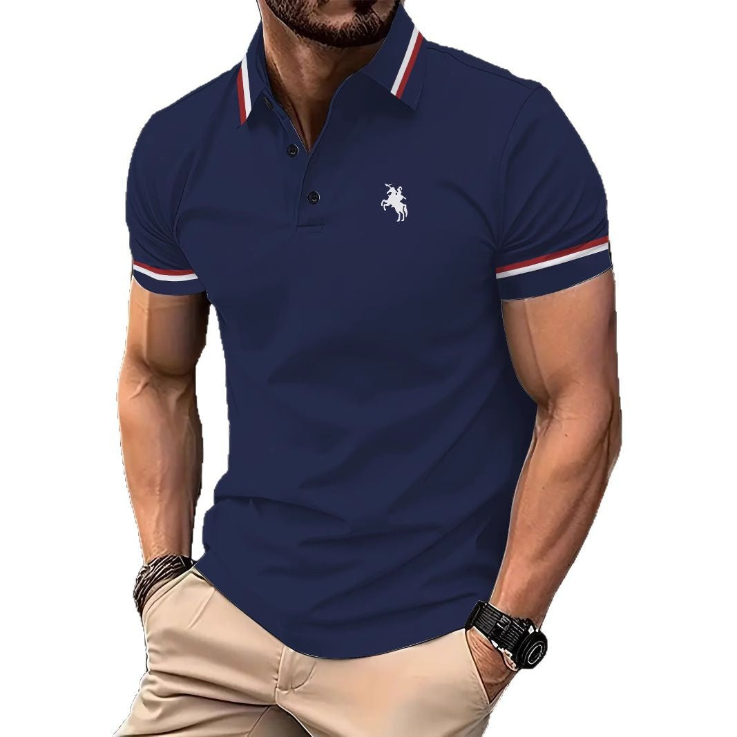 Herren Sportliches Poloshirt mit modernem Kragen und Kontraststreifen Aliams