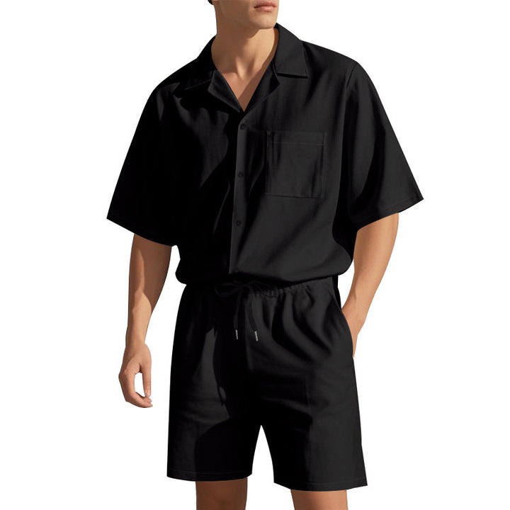 Herren komfortables Kurzarm-Set mit elastischem Bund und praktischen Taschen Aliams