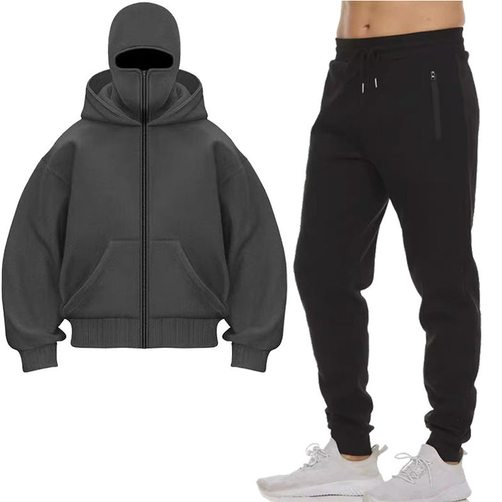 Herren Kapuzenjacke mit hohem Kragen und Jogginghose Aliams