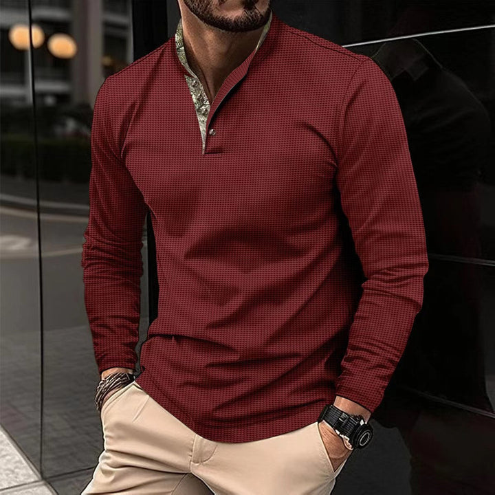 Herren elegantes Langarmshirt mit modischem Kragen und strukturiertem Design Aliams
