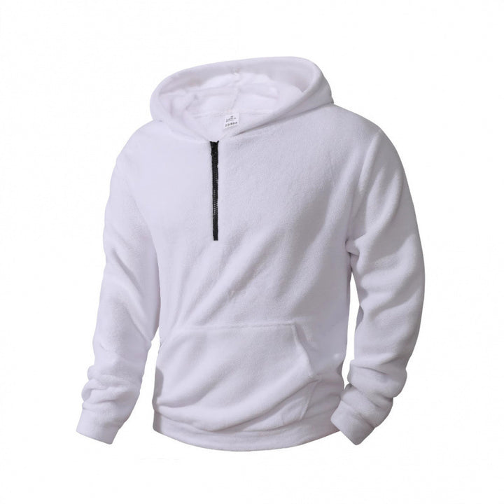 Herren Fleece Pullover mit halblangem Reißverschluss und Kapuze Aliams