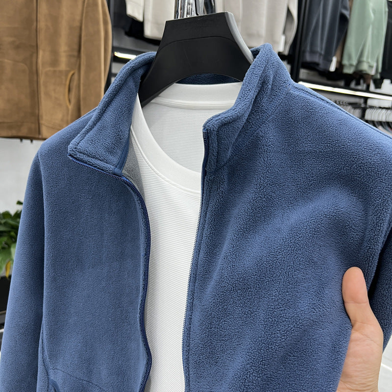 Herren Fleecejacke mit hohem Kragen und praktischen Taschen Aliams