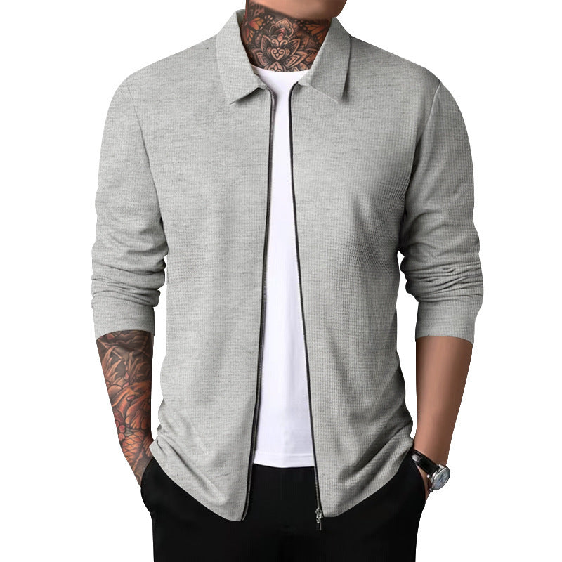 Herren Eleganter Langarmshirt mit strukturierter Oberflächenbeschaffenheit und hochwertigem Reißverschluss Aliams