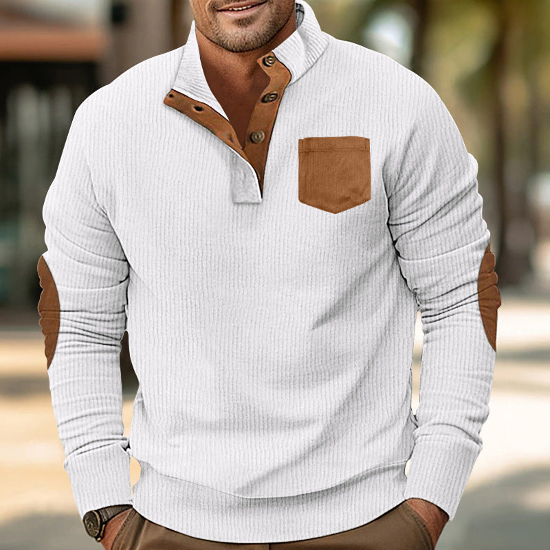 Herren Komfortabler Pullover mit Stehkragen und Kontrastdetails Aliams