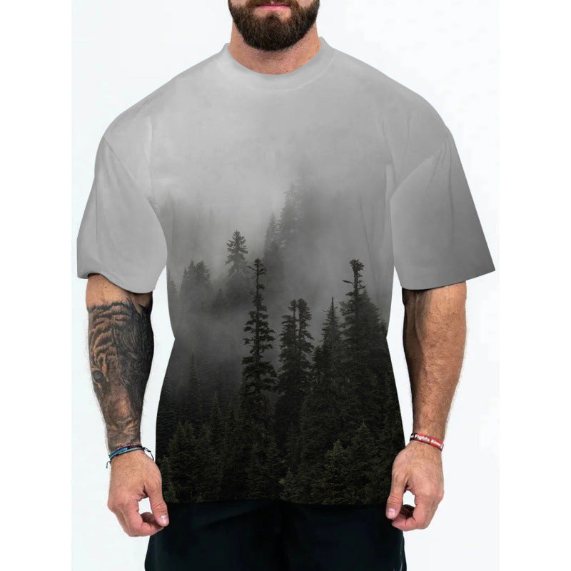 Herren Galaxy Print Kurzarm-T-Shirt Aliams