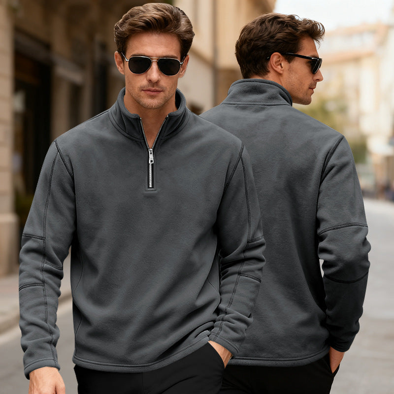 Herren Fleece-Pullover mit kurzer Reißverschlussöffnung Aliams