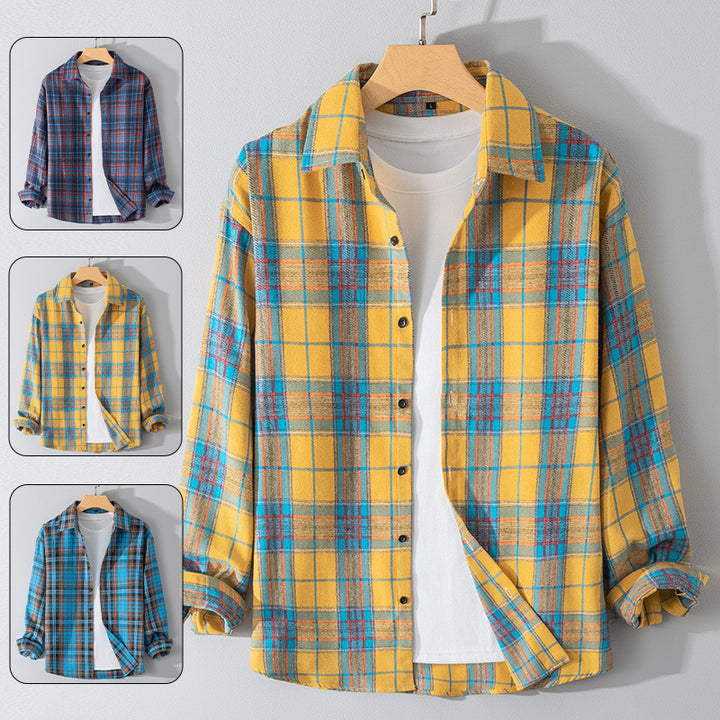 Herren Flanellhemd mit Karomuster und praktischen Brusttaschen Aliams