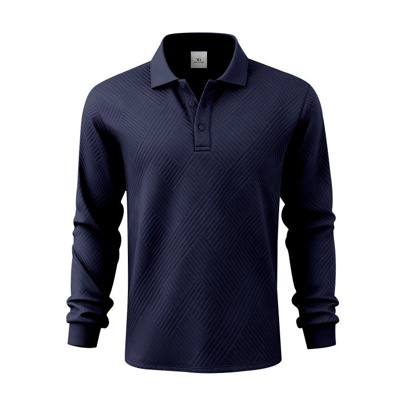 Herren elegantes Langarm-Polohemd mit strukturiertem Design Aliams